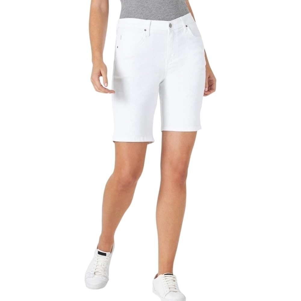 Lee Relaxed Fit White Stretch Denim Bermuda Shorts Size 10